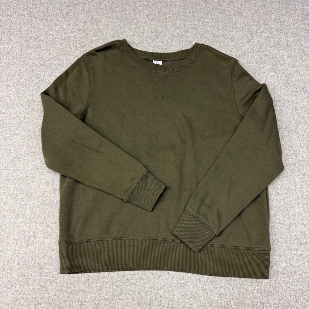 Amazon Essentials Sweatshirt XL Olive Green Cotton Blend Fleece Crew Neck 1661
